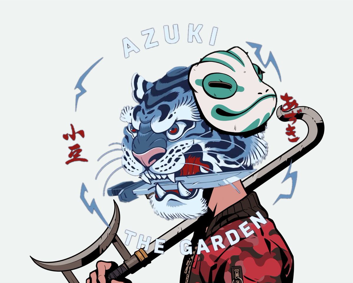 eemFT_eth's tweet photo. Twin Tiger edit for @kemji_eth #azukiart @azuki #twintiger
Kemji is biting a dagger, welds a tiger hook sword, has blue hair and prefers the rock the red side https://t.co/mrOQACd2tM
