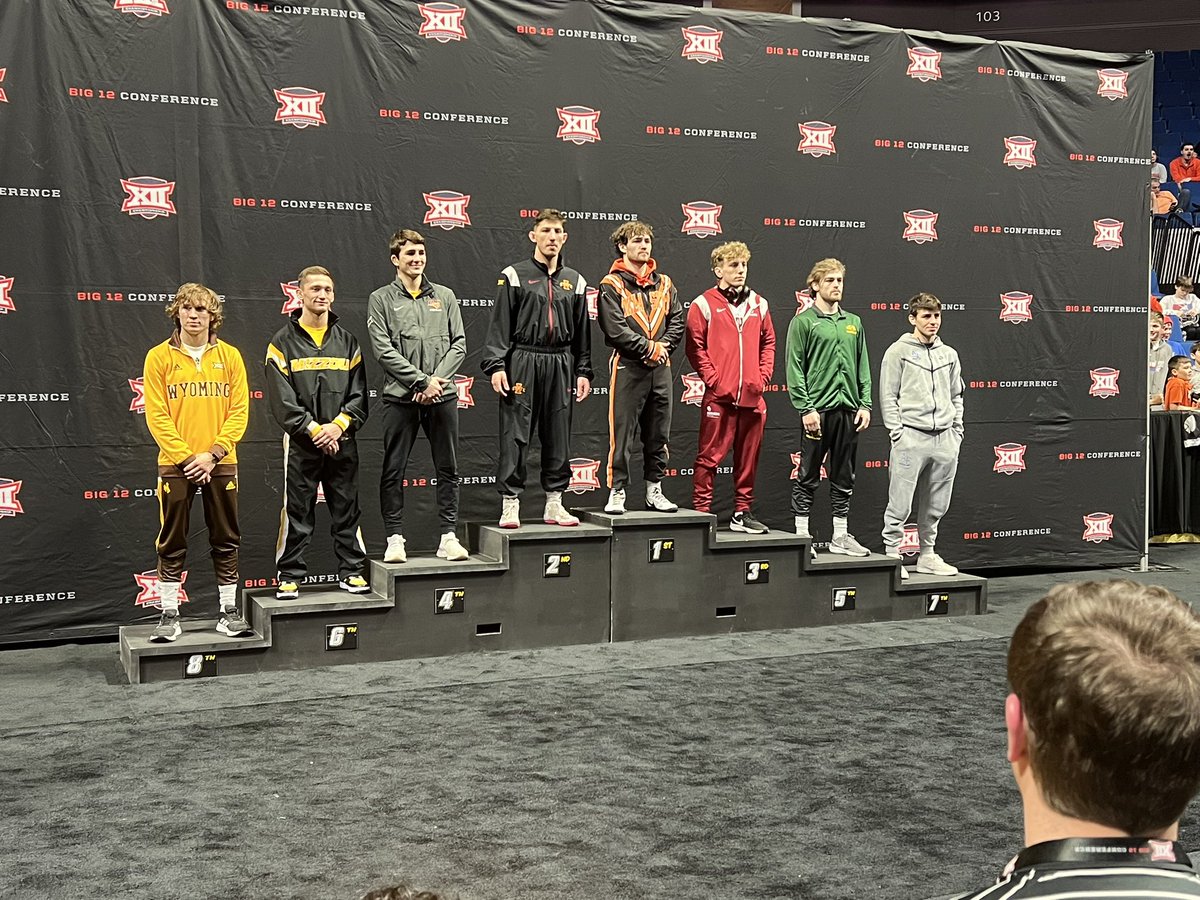 .@_Greatest_Ever1 on the 133 lb podium at the Big 12 tournament #okstate #Big12wr