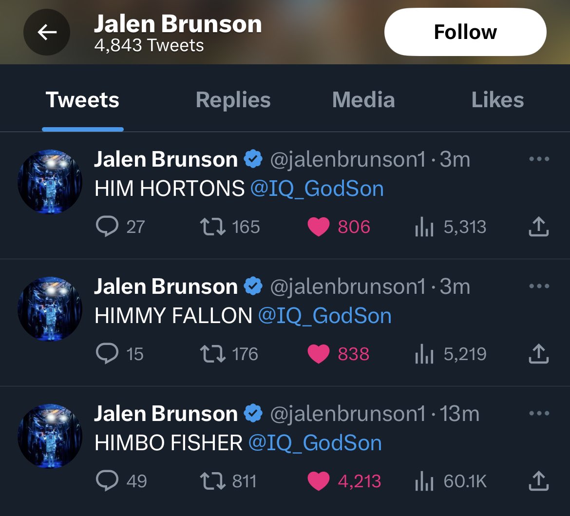Jalen Brunson is having a DAY with Immanuel Quickley nicknames