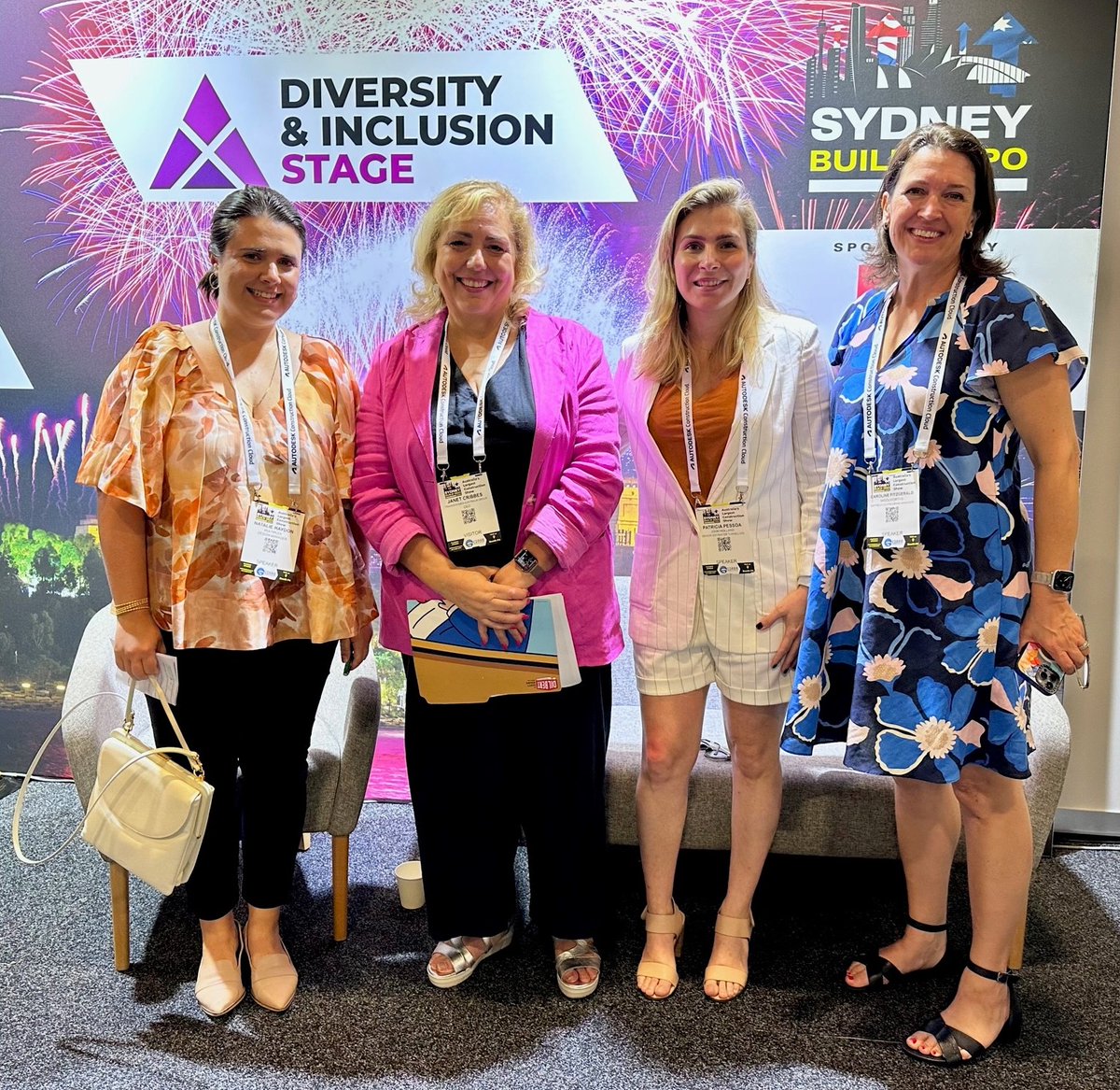 Today on the Diversity & Inclusion stage at Sydney Build 2023 was our CEO, Janet Cribbes with other equity champions in construction, Natalie Heydon of Multiplex Constructions, Patricia Pessoa of John Holland and Caroline Fitzgerald of Woolworths 360. #SydneyBuild #construction