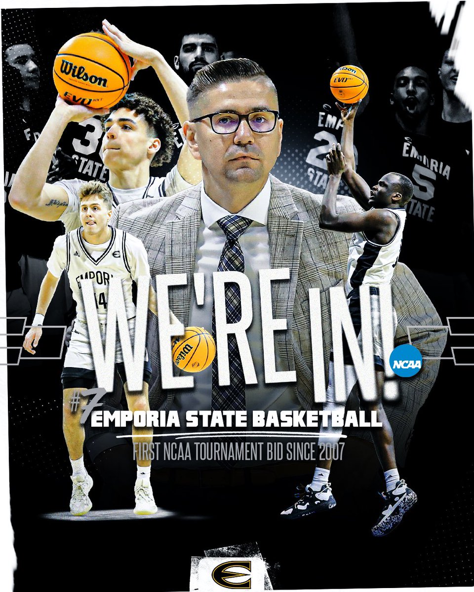 🐝🐝🐝🐝 🐝 ARE 🕺🕺🕺🕺🕺

For the first time since 2007, we are heading to the NCAA Tournament.

ESU, the #7 seed, will take on #2 Northern State (SD) on Saturday, March 11th in Maryville, MO.

#GoEmporia ||| #StingersUp