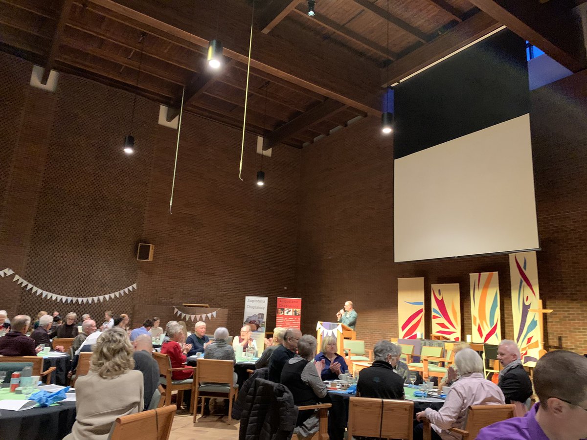 abtbishoplarry's tweet photo. Thankful for the ministry of Campus Chaplaincy throughout our Synod…and today for Chaplaincy at the UofA-Augustana Campus, Camrose…Chaplain Craig Wentland, Sara Smith and Student Chaplains…you ROCK. Tonight’s What’s Cookin fundraiser was outstanding! #abtsynod #myelcic https://t.co/L2BaQnKW6E