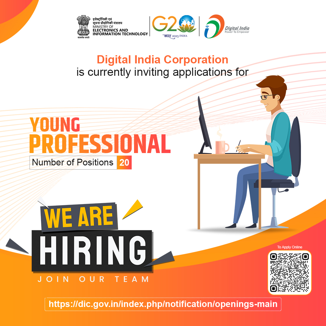 DigitalIndiaCrp's tweet photo. #VacancyCircular | Digital India Corporation is currently inviting applications for the position of ‘Young Professional’.
For further details, click here: https://t.co/qHvmoFpDZY
Apply Online: https://t.co/pAZ3xo2Twn https://t.co/EiX0wI7bCO