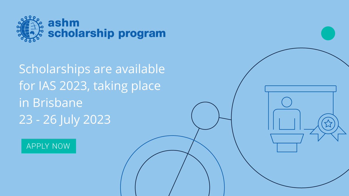 ASHMMedia's tweet photo. Don't miss the chance to attend the 12th IAS Conference on HIV Science in Brisbane from 23-26 July 2023! Scholarships are available for HIV Clinicians, Nurses, and Pharmacists. Apply before 19 March 2023, 11:59 pm AEDT: https://t.co/syAgDxQQOz https://t.co/thaAcg4pS3