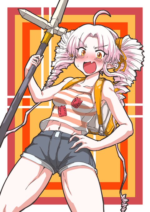 #如月ついつい月曜日
今日のホットパンツ幼児柄タンクトップランドセルです 