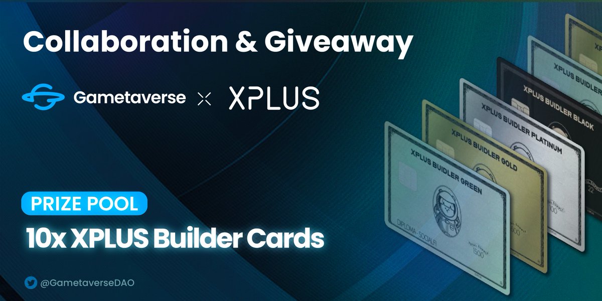 Gametaverse (@gametaversedao) on Twitter photo 🛸Gametaverse x XPLUS✖️
🎁 10 XPLUS Builder Cards
To Enter:
1⃣Follow <a href="/GametaverseDAO/">Gametaverse</a> & <a href="/xplusio/">XPLUS 🕹️The 1st TradingGameFi Platform</a>
2⃣RT♻️+ TAG 3 pals👫
3⃣Join: discord.com/invite/NcgfAn9… & discord.com/invite/px9EY6z…
4⃣Sign up at: xplus.com/join-beta/
#NFTGiveaway #Xplus 🛸Gametaverse x XPLUS✖️
🎁 10 XPLUS Builder Cards
To Enter:
1⃣Follow <a href="/GametaverseDAO/">Gametaverse</a> & <a href="/xplusio/">XPLUS 🕹️The 1st TradingGameFi Platform</a>
2⃣RT♻️+ TAG 3 pals👫
3⃣Join: discord.com/invite/NcgfAn9… & discord.com/invite/px9EY6z…
4⃣Sign up at: xplus.com/join-beta/
#NFTGiveaway #Xplus