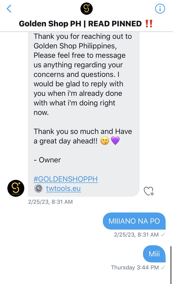 gsphcustomer's tweet photo. hello, the owner hasn’t responded to my dms yet. here’s proof that i messaged him last month and last thursday https://t.co/1PsWXdmXhR