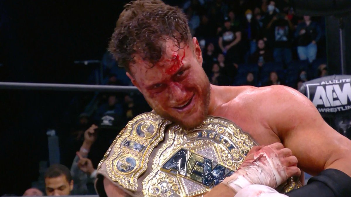 BRWrestling's tweet photo. AND STILL 🏆

MJF outlasts Bryan Danielson in brutal Sudden Death 60-Minute Ironman Match to stay @AEW World Champion

#AEWRevolution https://t.co/m7k68sdqcs
