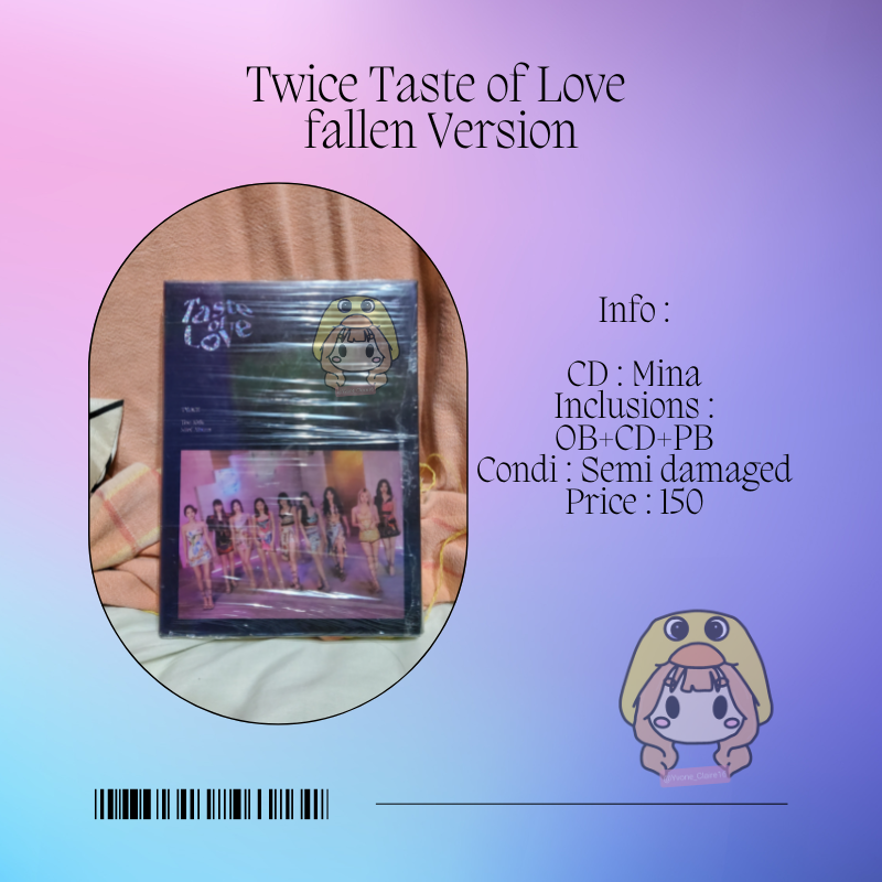Yvone_Claire16's tweet photo. Wts lfb
• Twice Taste Of Love Unsealed Albums
✨ Taste Version
   - 180 pesos if DOP
   - 170 pesos if PAYO
✨ Fallen Version
   - 160 pesos if DOP
   - 150 pesos if PAYO
✨ In Love Version
   - 160 pesos if DOP
   - 150 pesos if PAYO
✨ Unsealed set 480 pesos
all deets below https://t.co/4Z1AzlKbPU