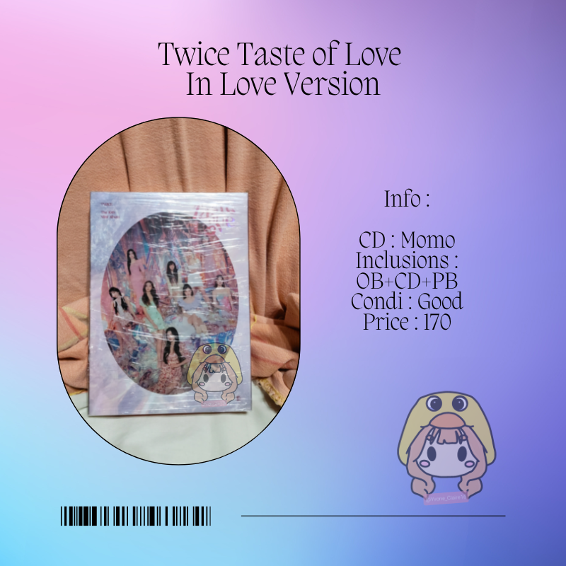 Yvone_Claire16's tweet photo. Wts lfb
• Twice Taste Of Love Unsealed Albums
✨ Taste Version
   - 180 pesos if DOP
   - 170 pesos if PAYO
✨ Fallen Version
   - 160 pesos if DOP
   - 150 pesos if PAYO
✨ In Love Version
   - 160 pesos if DOP
   - 150 pesos if PAYO
✨ Unsealed set 480 pesos
all deets below https://t.co/4Z1AzlKbPU