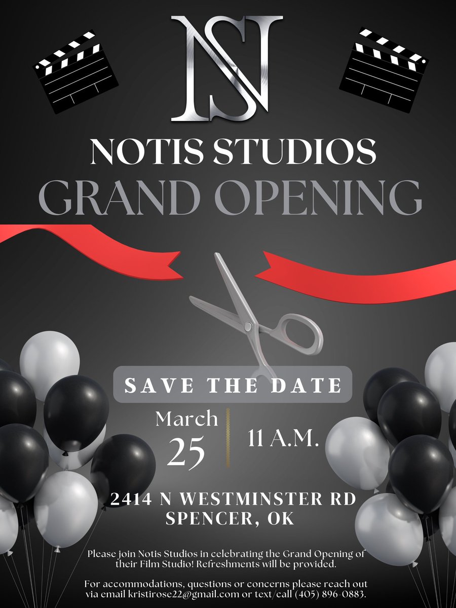 MBrownNotis's tweet image. Please join us in celebrating the Grand Opening of Notis Studios on March 25th at 11 a.m. Come and enjoy light refreshments, touring the film studio and some special surprises along the way. You’re in for a treat, don’t miss this!

eventbrite.com/e/notis-studio…