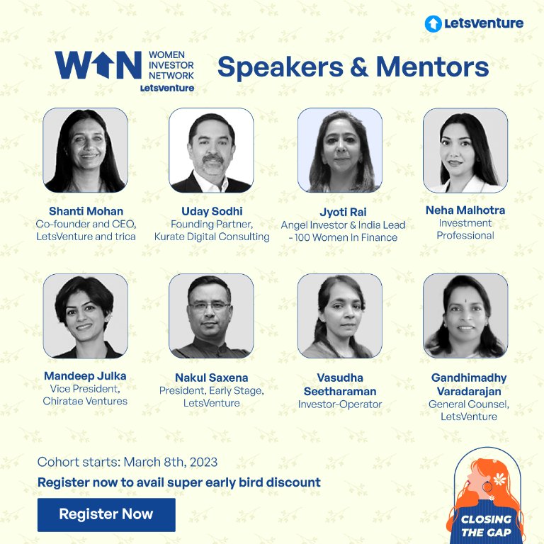 Meet the #speakers & #mentors coming on board to enrich your learning & experience at the 'Women Angel Network' - Cohort 5. Calling all aspiring women angel investors to apply & kick off their angel investing journey with us: zfrmz.in/0yEARJRg1orsfK… @shantimohan @nakulsaxena786