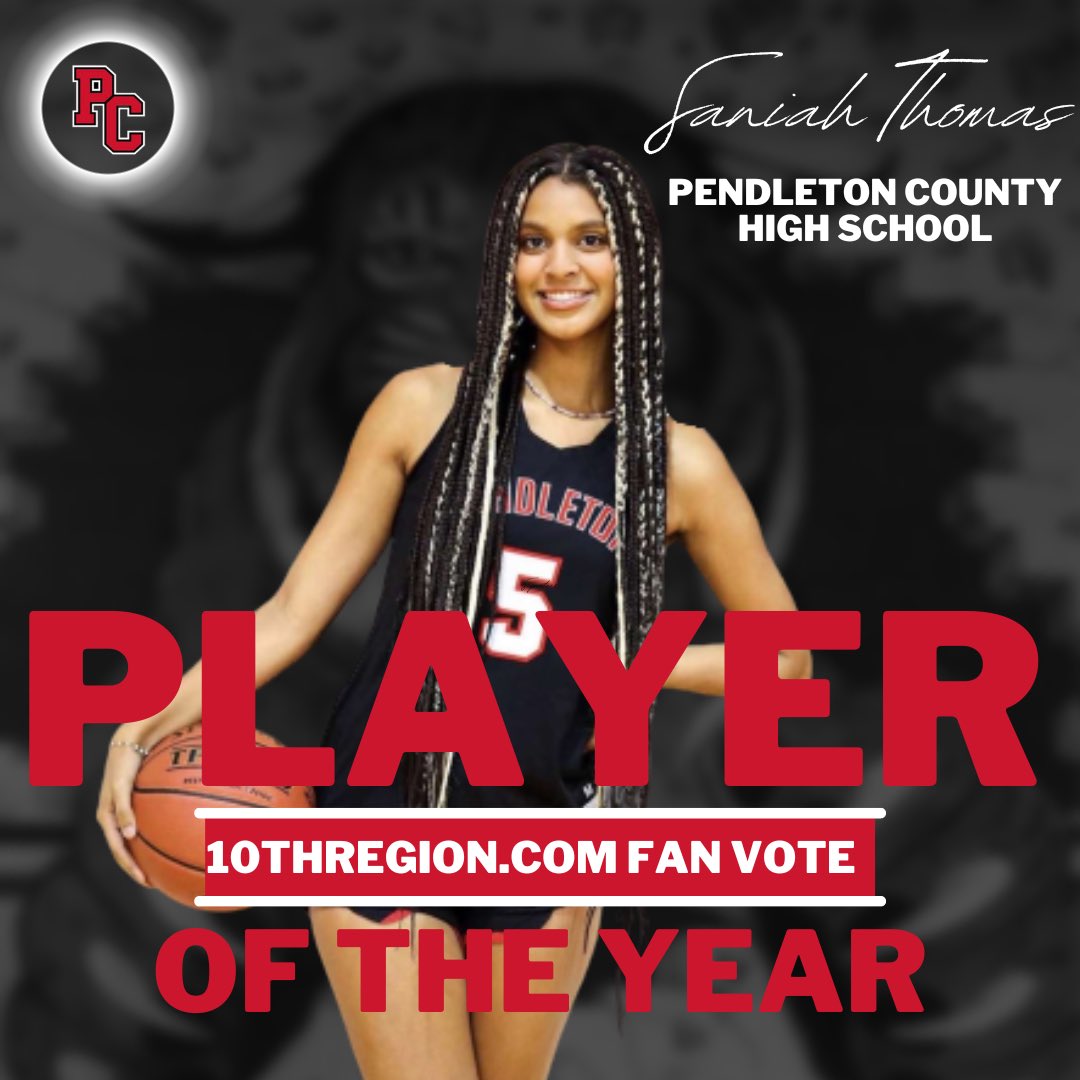 Congratulations to Saniah Thomas of Pendleton County for winning our Fan Vote for 10thRegion.com Girls Basketball Player of the Year with 18,835 votes!