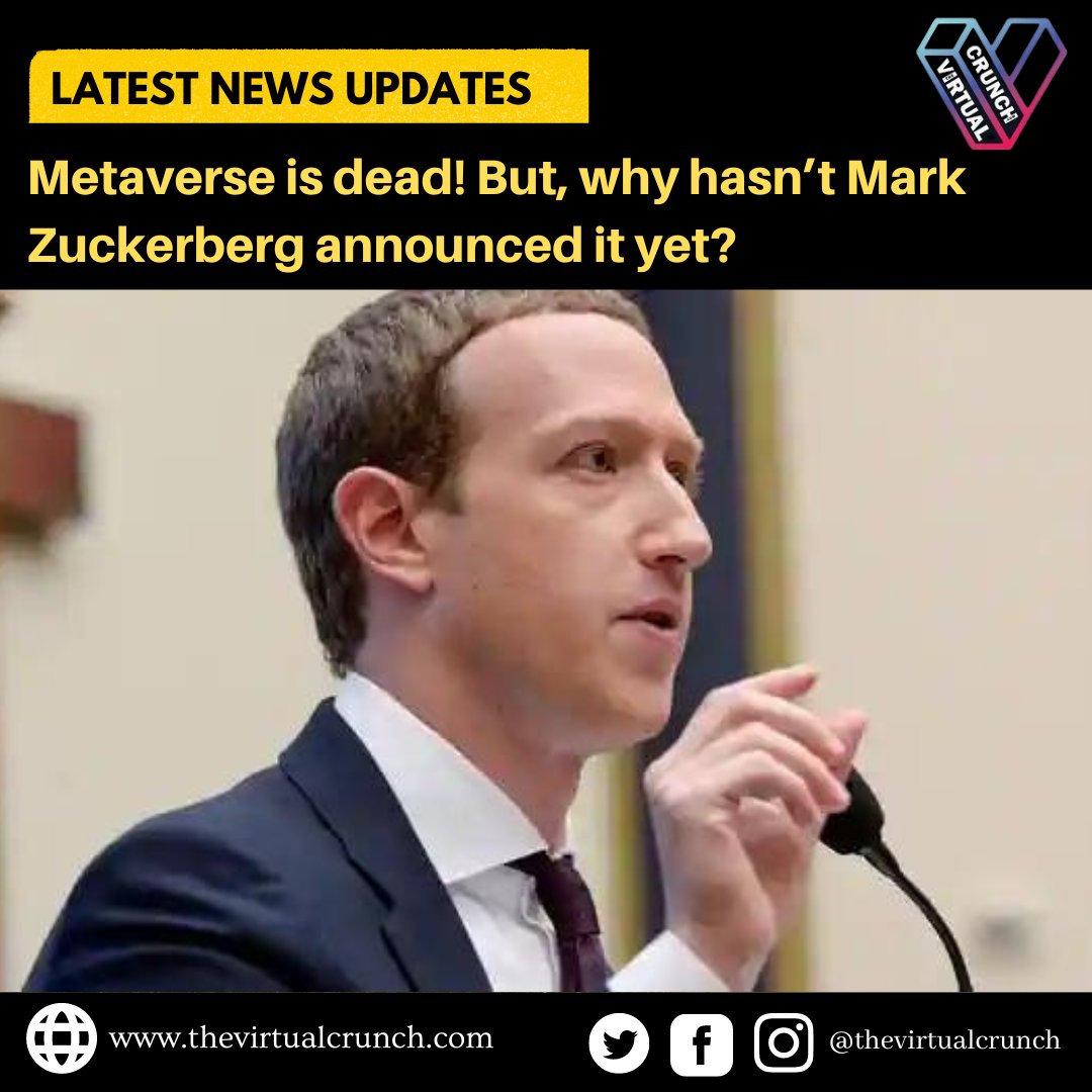 𝐌𝐞𝐭𝐚𝐯𝐞𝐫𝐬𝐞 𝐢𝐬 𝐝𝐞𝐚𝐝! 𝐁𝐮𝐭, 𝐰𝐡𝐲 𝐡𝐚𝐬𝐧'𝐭 𝐌𝐚𝐫𝐤 𝐙𝐮𝐜𝐤𝐞𝐫𝐛𝐞𝐫𝐠 𝐚𝐧𝐧𝐨𝐮𝐧𝐜𝐞𝐝 𝐢𝐭 𝐲𝐞𝐭?

Read more: bit.ly/3mxTggA
Source: bit.ly/3kMKCKX

Follow @thevirtualcrunch now for more news and updates.

#markzuckerberg #meta