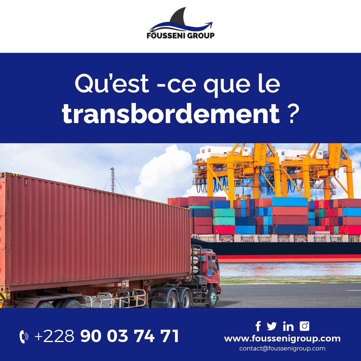 FousseniGroup's tweet photo. ➡️Qu'est-ce que le transbordement ? 

Le #transbordement désigne en général le fait d’enlever des marchandises d’un moyen de #transport et de les charger sur un autre moyen de transport. 

Cliquez👉🏽: https://t.co/TPEK0TQYWF pour en savoir plus sur le transbordement  en #douane. https://t.co/ww0G1P5A92