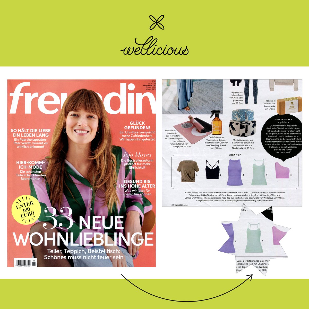 What a great way to start the week! A big thank you to #freundinmagazin for featuring our #cradletocradlecertified, #biodegradable, and #circular ‘Fresher Tank in Sea Green’ in their latest issue! 🖤🌱

#cradletocradle #biodegradableyogaclothing ⁣
#sustainabledesign #fairfashion