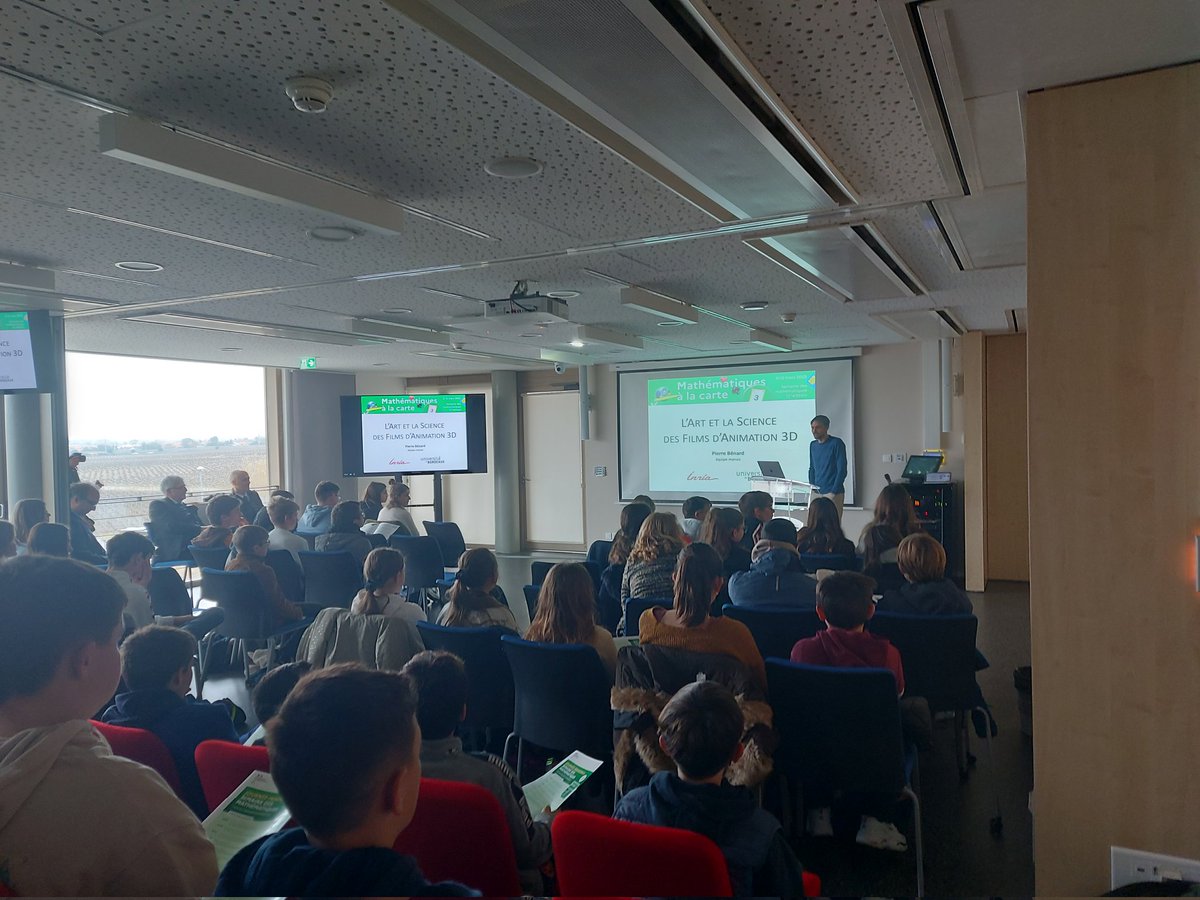Inria_Bordeaux's tweet photo. Le centre @Inria_Bordeaux accueille ce matin des élèves @AcBordeaux pour le lancement de la #SemaineDesMaths !Au programme : présentation d'@Inria, exposition, conférence sur les films d'animation 3D et jeu #Datagramme ! https://t.co/GlGFnSV8Jx