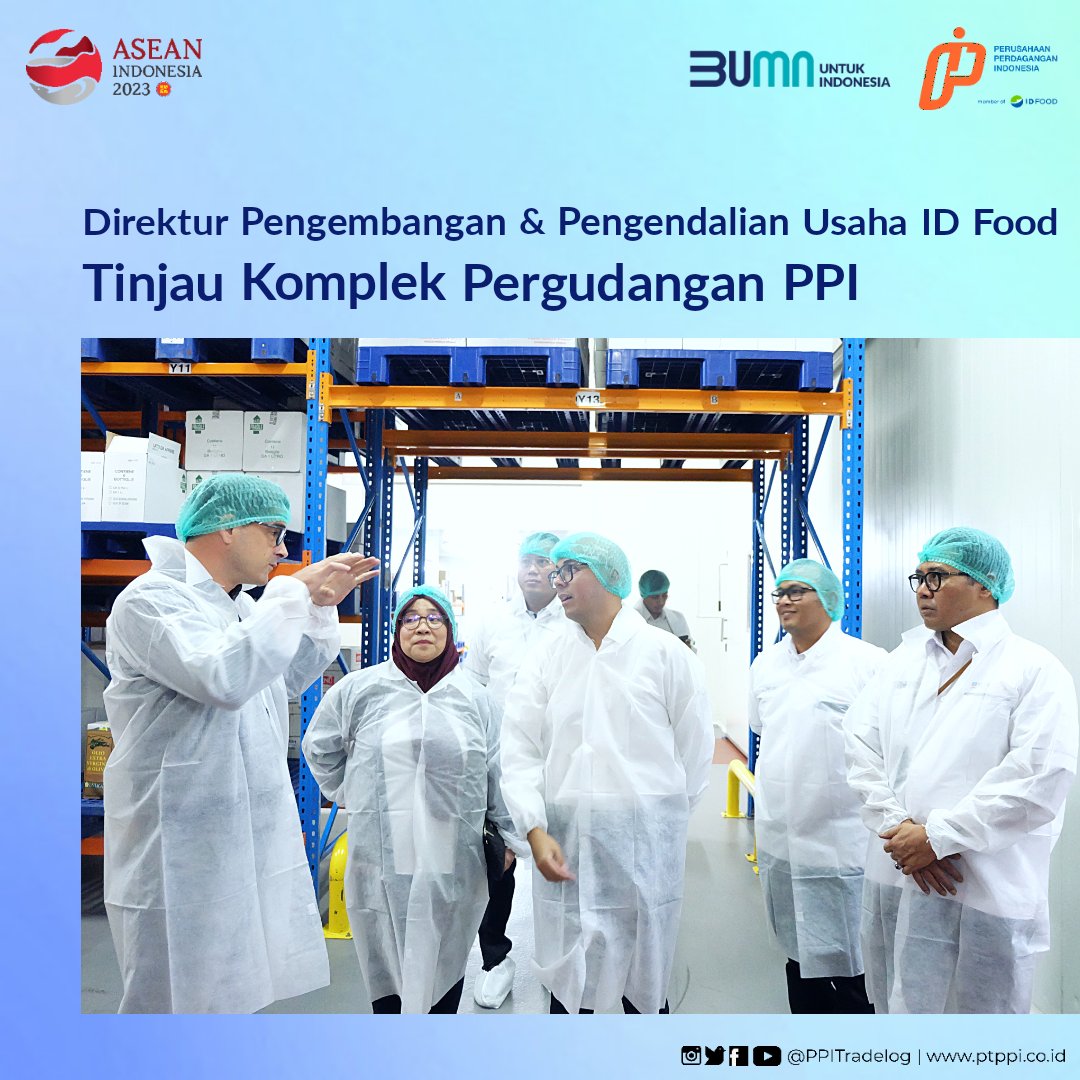 PPITradelog's tweet photo. Direktur Pengembangan dan Pengendalian Usaha @idfood_official @Dirgayuza Setiawan, didampingi oleh Direktur Utama @PPITradelog Nina Sulistyowati, melakukan kunjungan kerja ke komplek pergudangan PPI di daerah Kelapa Gading, yang dikelola oleh @bgrlogistik_id, Senin (6/3/2023). https://t.co/TGvbytRiv5