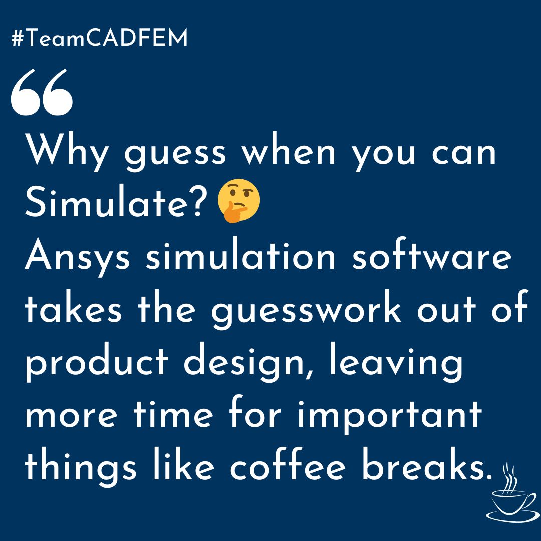 Why guess when you can Simulate?
Know More: zurl.co/RUnr

#SimulationSolutions #EngineeringSimulation #SimulationSoftware #CADFEMIndia #Ansys