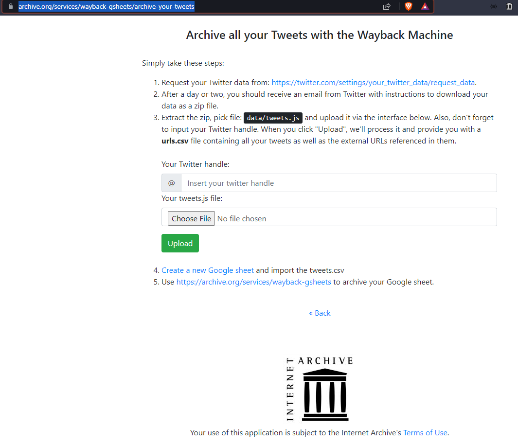 Srikanth.CashlessConsumer | ஸ்ரீகாந்த் (@logic) on Twitter photo 🥁🥁 <a href="/internetarchive/">Internet Archive</a> now has a "Archive all your Tweets with the Wayback Machine". #Archives #Twitter
archive.org/services/wayba… 🥁🥁 <a href="/internetarchive/">Internet Archive</a> now has a "Archive all your Tweets with the Wayback Machine". #Archives #Twitter
archive.org/services/wayba…