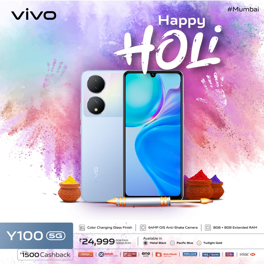 Wishing everyone a Happy Holi! May these colors bring joy and prosperity to your homes and lives.
.
.
#HappyHoli2023 #VivoV27Pro #DelightEveryMoment #vivoIndiaMumbai #HoliOffer #TheSpotlightPhone