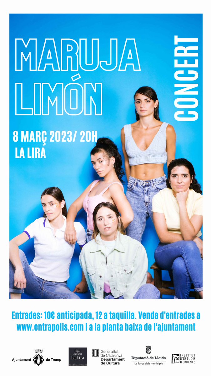 🟣Aquest #8M concert a la <a href="/LiraTremp/">La Lira Tremp</a> amb MARUJA LIMÓN!

20h
Entrades: entrapolis.com