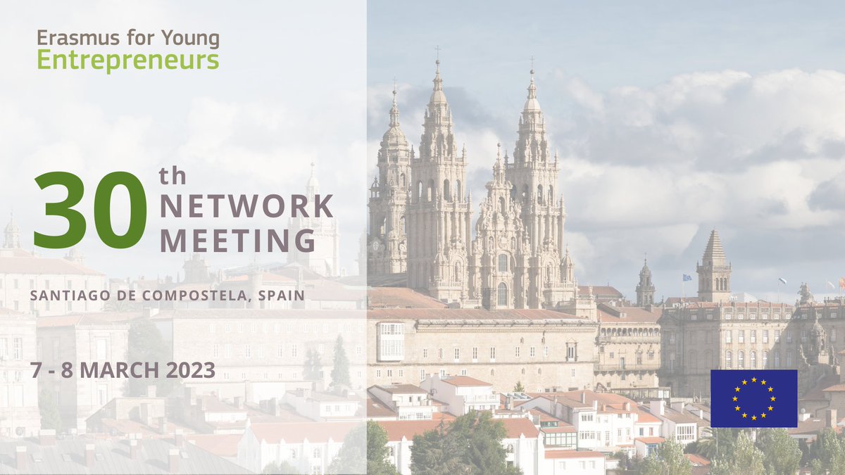 EYEprogramme's tweet photo. #EYEprogramme will be hosting its 30th networking meeting in Santiago de Compostela, on 7 - 8 March.

The latest developments of the programme will be discussed along with a series of workshops &amp; sessions about #EYE!

Stay tune! 
#ErasmusEntrepreneurs #EYENM https://t.co/VE4l3bXU30
