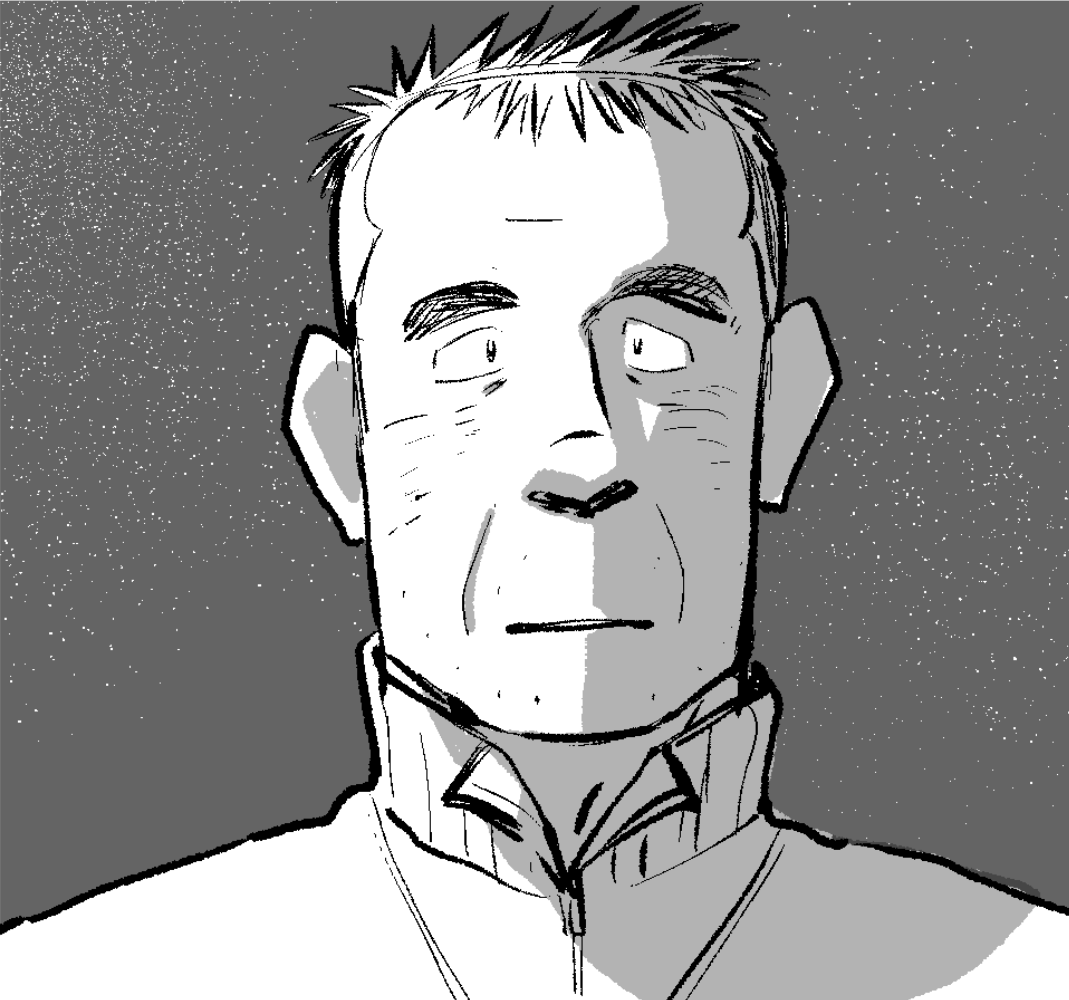 なんだか落ち着かず気分が良くないので、好きなタイプの顔のおじさんを描いて、恋した気持ちに近いわくわくを心に宿す。 