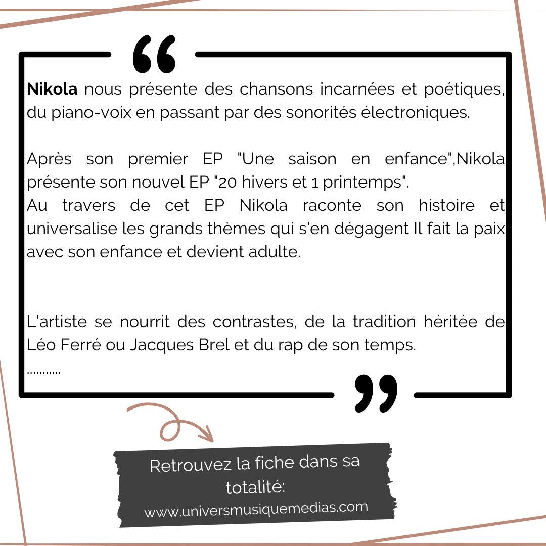 UniversMusique's tweet photo. Mise en lumière sur Nikola !!
@nikolappx 
https://t.co/IC39kq39XE https://t.co/TlfR6RLpbB