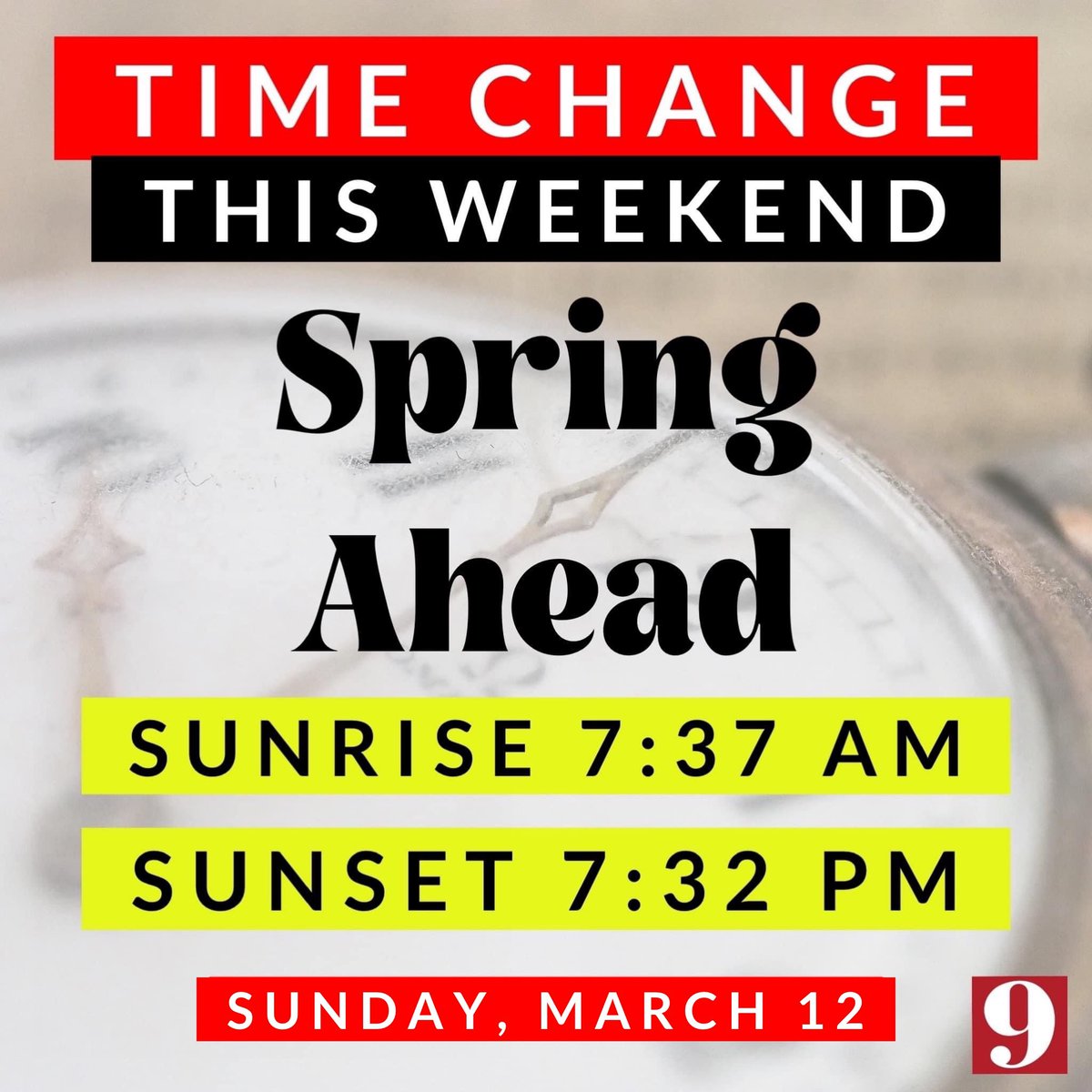 mrweathermanonx's tweet photo. ‼️TIME CHANGE COMING‼️ Clocks “spring ahead” early Sunday! https://t.co/H7TUqSjMGD