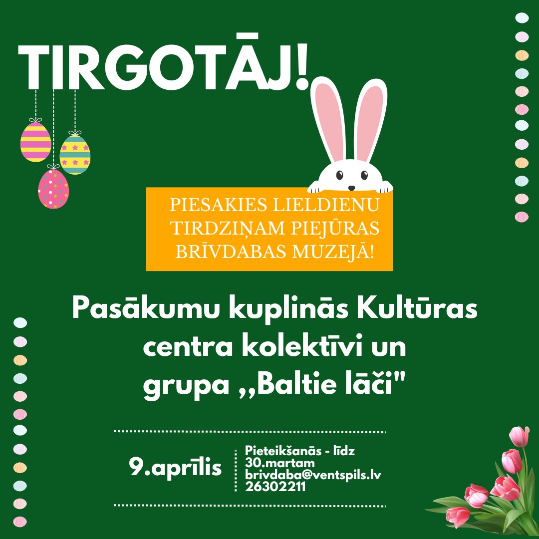✅Tirgotāji aicināti pieteikties Lieldienu pasākumam 9.aprīlī Piejūras brīvdabas muzejā!✅ 
‼️Pieteikšanās - līdz 30.martam!