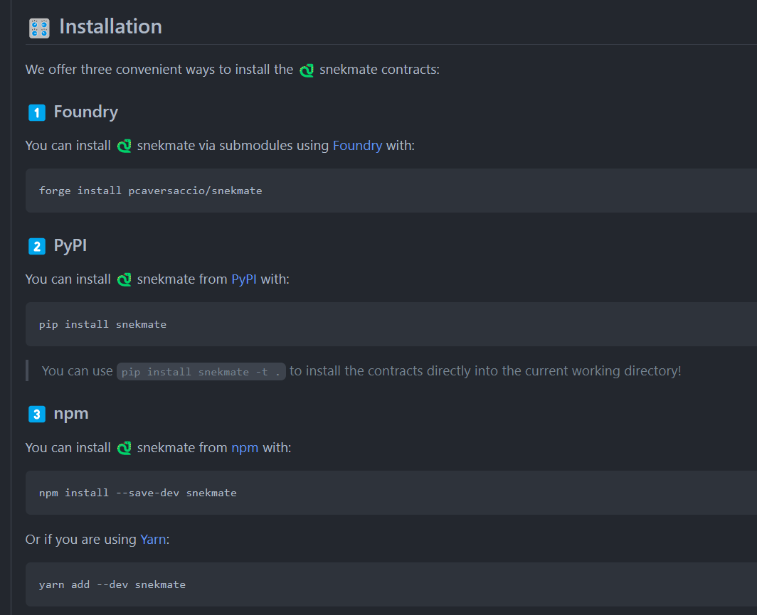 pcaversaccio's tweet photo. 1/ I am just fucking proud and so happy to release the first official version of 🐍 snekmate 🥳! Honestly, what a feat:
- 582 commits
- 6,471 source lines of 🐍Vyper code
- 15,137 source lines of Solidity test code
https://t.co/lrP5L33Fon https://t.co/POl7c5EXtx