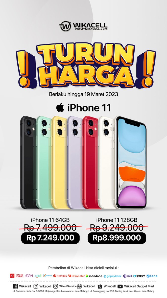 Apple Deals!! 
Garansi Resmi TAM/IBOX yang pastinya anti Blok* IMEI yaa.. 
Yuk buruan miliki iPhone idaman kalian hanya di Wikacell Gadget Mart!! 

<a href="/yusufgunawan/">Yusuf Gunawan</a> <a href="/kepanjen_kita/">#WalikotaKepanjen</a>