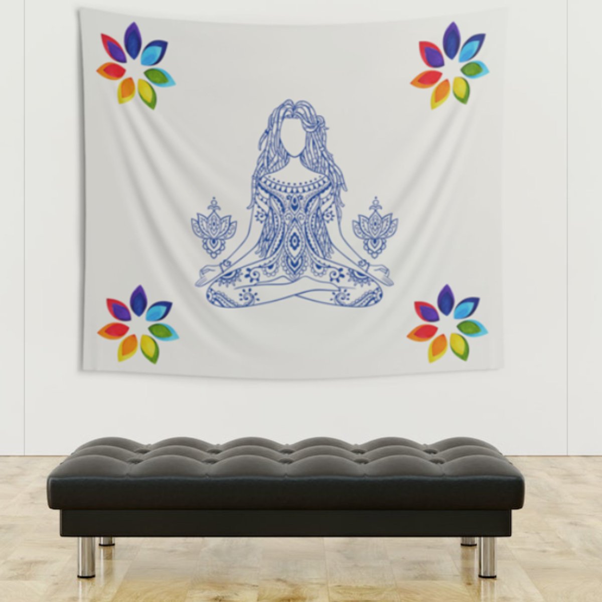 Upgrade your #meditation and #yoga practice with our stunning #walltapestry. Featuring a meditating girl and chakras, it will help you focus and connect with your inner self. Hang it on your wall and transform any room into a peaceful oasis.