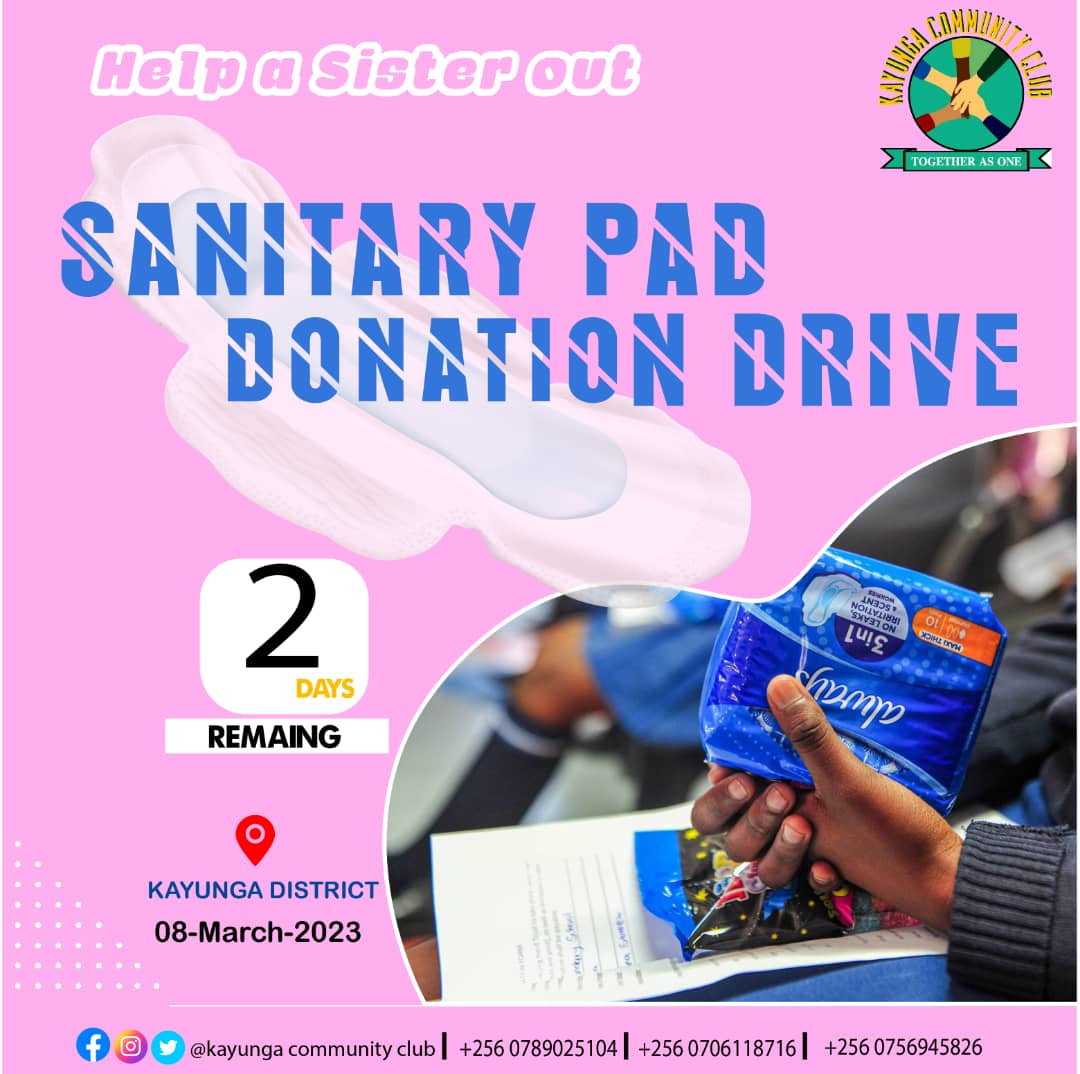 ClubKayunga's tweet photo. Two days to Go" join a cause to help a sister out there with sanitary pad #kayungacommunityclub https://t.co/heMAmrNfXA