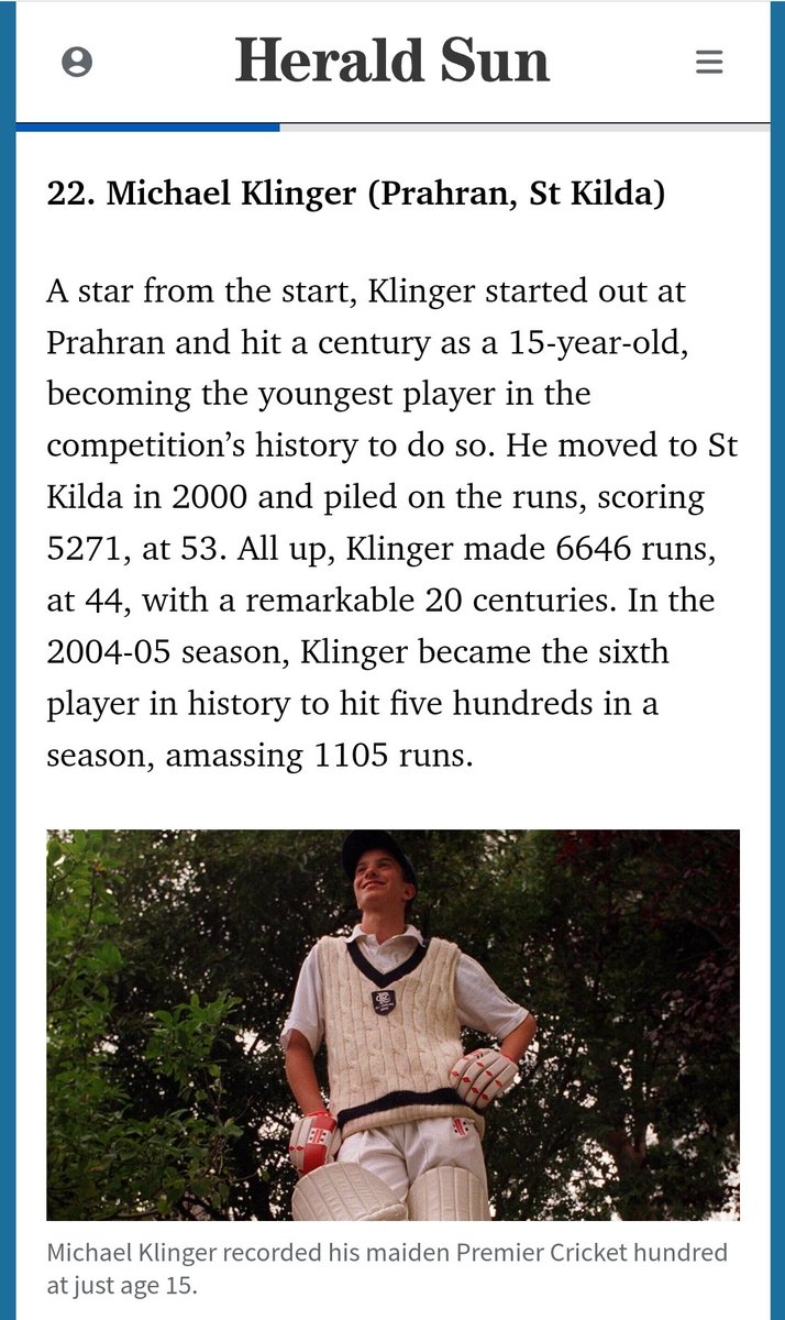Coming in at #22 in Victoria’s best Premier Cricketers since 2000, our very own <a href="/maxyklinger/">michael klinger</a>! 🏏