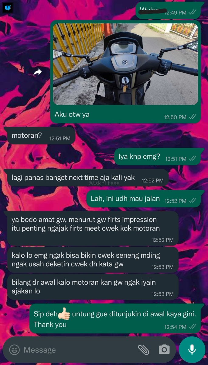 Askrlfess's tweet photo. Kmren emg ngajak mutual buat meet, makan ngopi2 gitu. Eh ternyata kaga jd gara2 gue motoran :) Tp gue bales gitu aman kan yak? Moga aje kaga tersinggung wkwk [askrl] https://t.co/VIgOHOdybp
