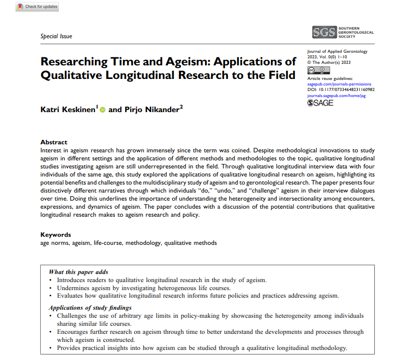 katrikesk's tweet photo. My paper with @PirjoNikander1 on applications of #QLR on #ageism research is now out! https://t.co/UjpsYSlnQH https://t.co/l9osaJw3TM