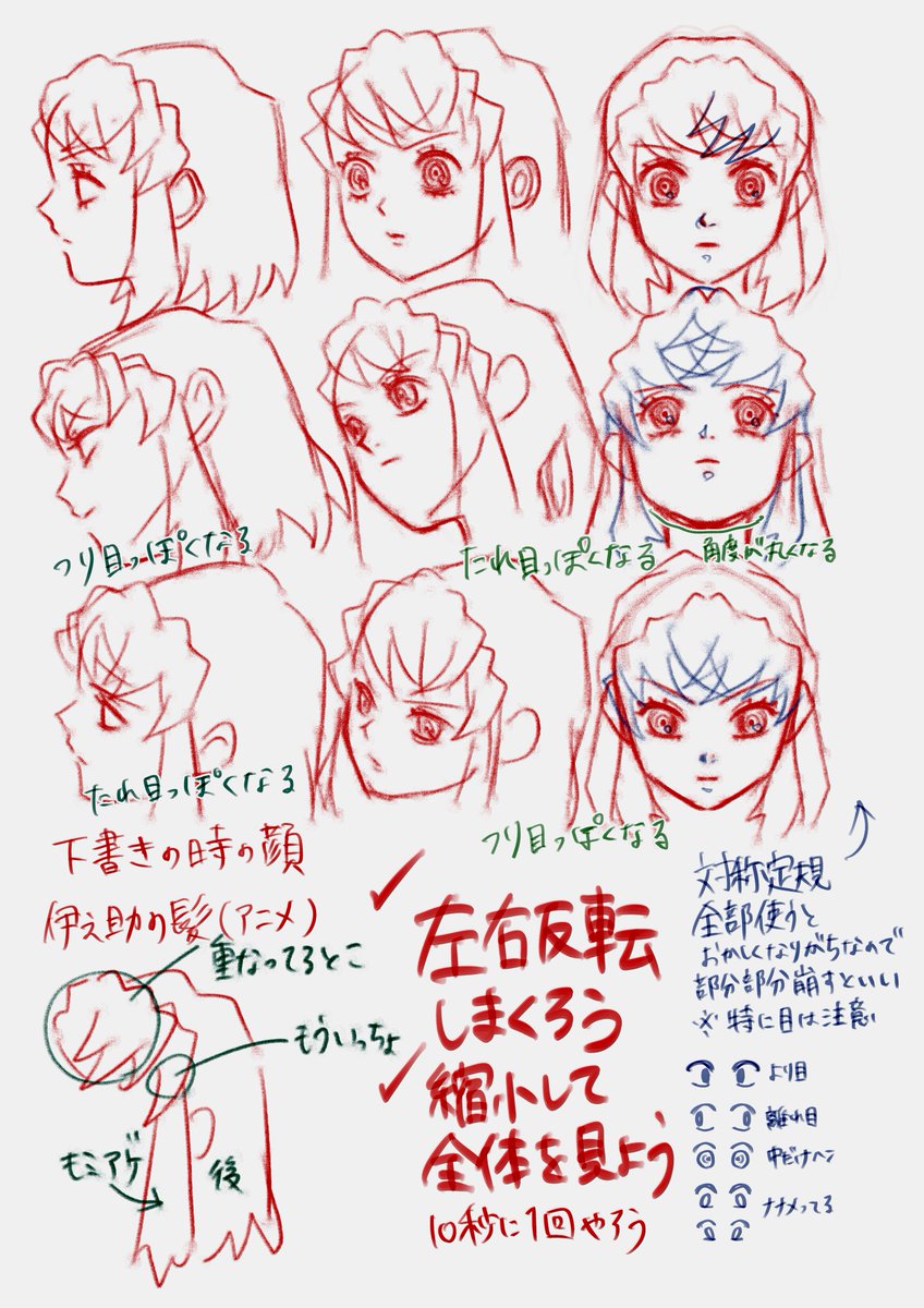 ど素人の自己満+備忘録がわりの顔の描き方
私はこう描いてるってだけですが、もしワンチャン参考になったら嬉しいです❣️
特に髪型とかは我流です😅 