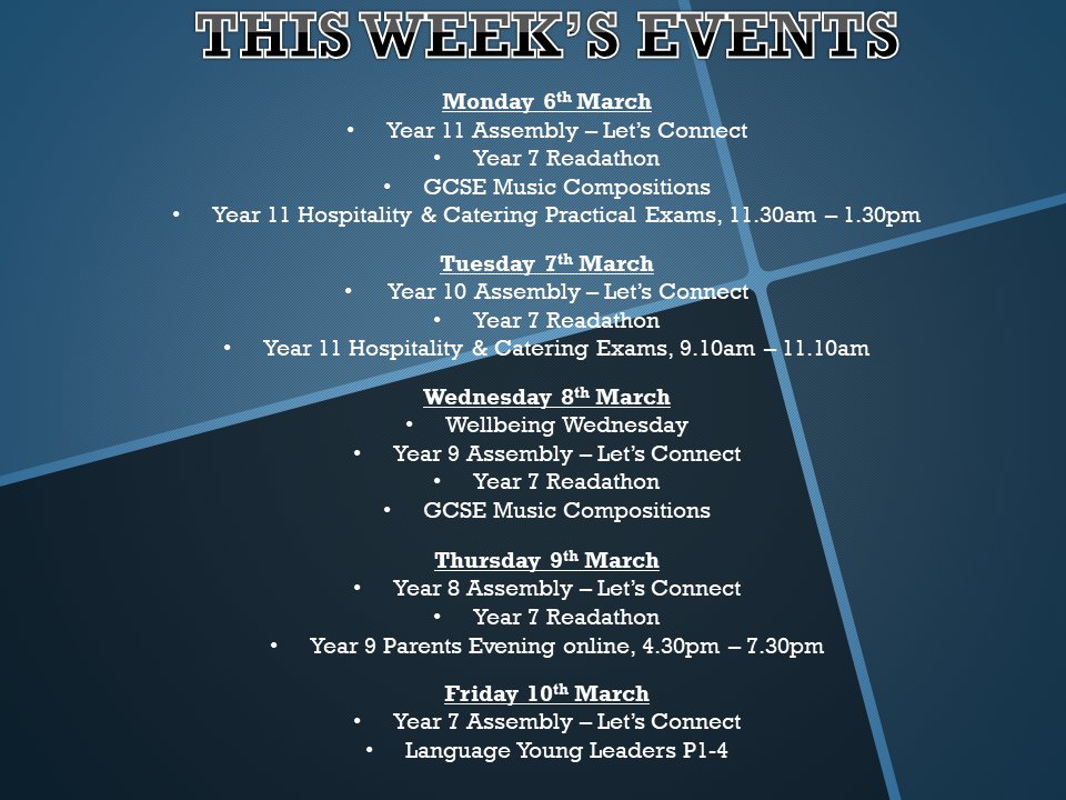 This week's events: