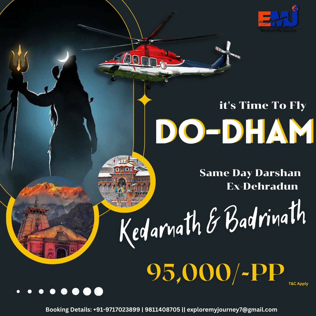 Same Day Do Dham Yatra By Helicoper Ex-Dehradun

#dodhamyatra #chardhamyatra #yatrabyhelicopter #helicoperpackage #kedarnathyatra #badrinathyatra #dehraduntodehradun #yatraexharidwar #yatraexdelhi #yatraexdehradun #exploremyjourney