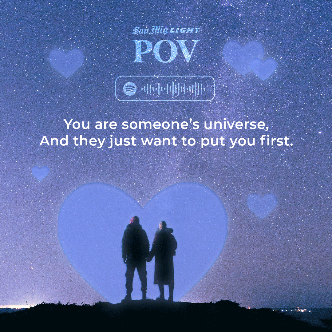 SanMigLightPH's tweet photo. Let the stars align and say YES! to a romantic POV with your S.O.! #GetIntoTheLightLife and share this song from our San Mig Light Spotify channel.
Drink responsibly.
Listen here: https://t.co/AS9ClSdS4d / Magaan Kasama playlist https://t.co/ZVLFIwmx9x