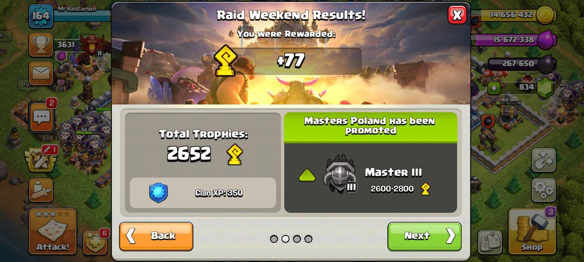 Damian29716721's tweet photo. Another Clan Raid is over.
Masters Poland has been promoted to Master League III! GG all!
See you at next weekend!
#ClashOfClans #ClashOn #ClanRaid #ClanRaidWeekend #Capital #Promote https://t.co/MzeCtdnT6s