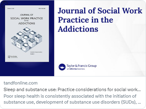 IanLoganDoes's tweet photo. New paper on sleep/use consid. for social workers.

#ChristineSpadola #EricWagner @danicaslavish @mickiwashburn @DrRowanOgeil #ShannaBurke #AdrienneGrudzien #EricZhou

@UTASocialWork @fiustempel @UNTsocial @TurningPointAU @MonashUni @harvardsleepmed 

➡️ https://t.co/97b7GiGy40 https://t.co/dPrg4olvK3
