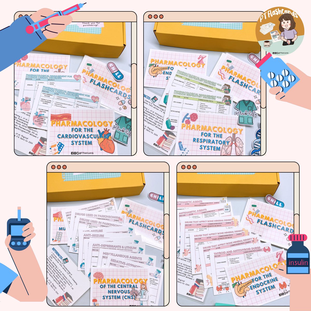 PTFlashcards's tweet photo. New products 🧠🫀 #pharmacology #integumentary #flashcards #stickers #nursing #physicaltherapy https://t.co/Ip5SHw3ESb