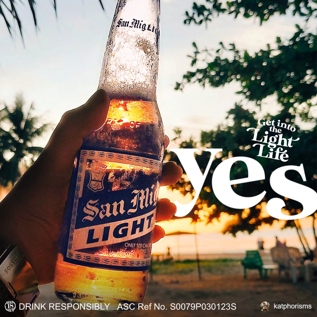 SanMigLightPH's tweet photo. Sunsets are always a YES! when you #GetIntoTheLIghtLife with San Mig Light.
Drink responsibly. https://t.co/elREHO3z0X