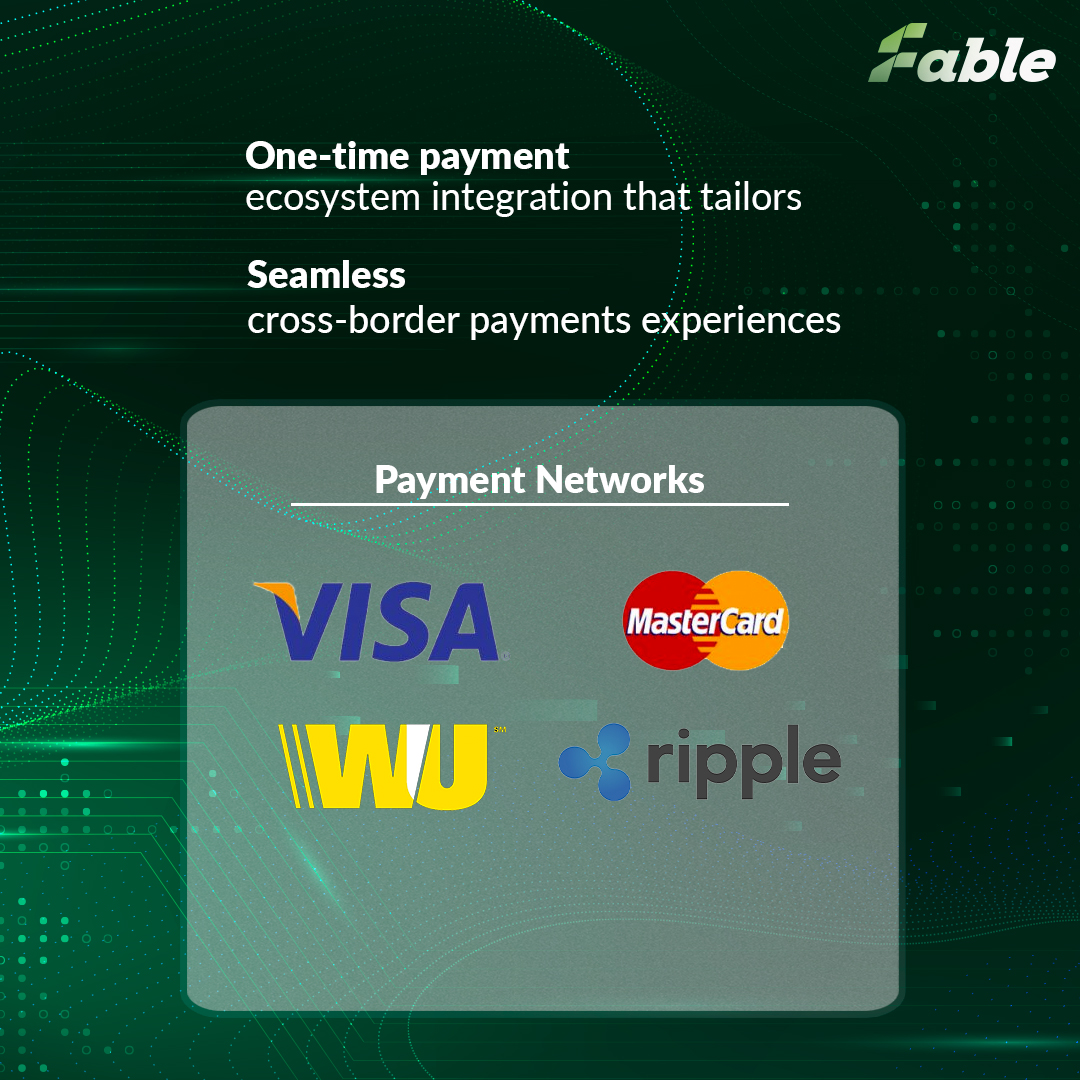 Fable Fintech is an innovative payment solution that offers seamless cross-border payment experiences. It provides a one-time payment ecosystem integration that tailors to the specific needs of its users. 

#remittance #fintech #BankOnFable #InwardRemittance #OutwardRemittance