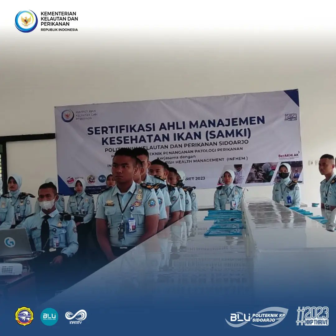 bppsdm_pkpsda's tweet photo. Semangat Senin #SobatBahari #GenerasiMudaBahari #SDMUnggulKelautanPerikanan

Sebanyak 30 Taruna Prodi Teknik Penanganan Patologi Perikanan (TPPI) mengikuti pembukaan Pelatihan Sertifikasi Ahli Manajemen Kesehatan Ikan #SAMKI Tahun 2023, hari ini (6/3/2023). https://t.co/O4LgWmpcho
