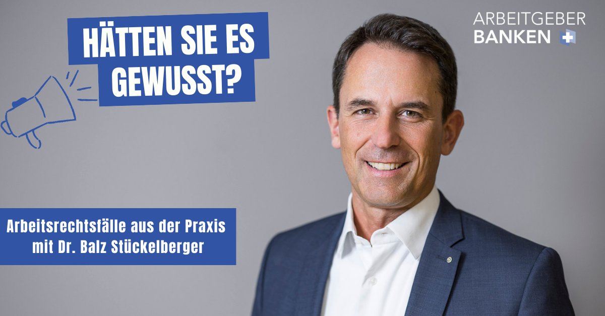 #Arbeitsrechtsfälle aus der #Praxis mit <a href="/BalzStuecki/">Balz Stückelberger</a>

⁉ Betriebsgrösse bei Massenentlassungen –
Hätten Sie es gewusst?

💡Den ganzen Fall und die Lösung dazu finden Sie hier:👇

arbeitgeber-banken.ch/aktuell/betrie…