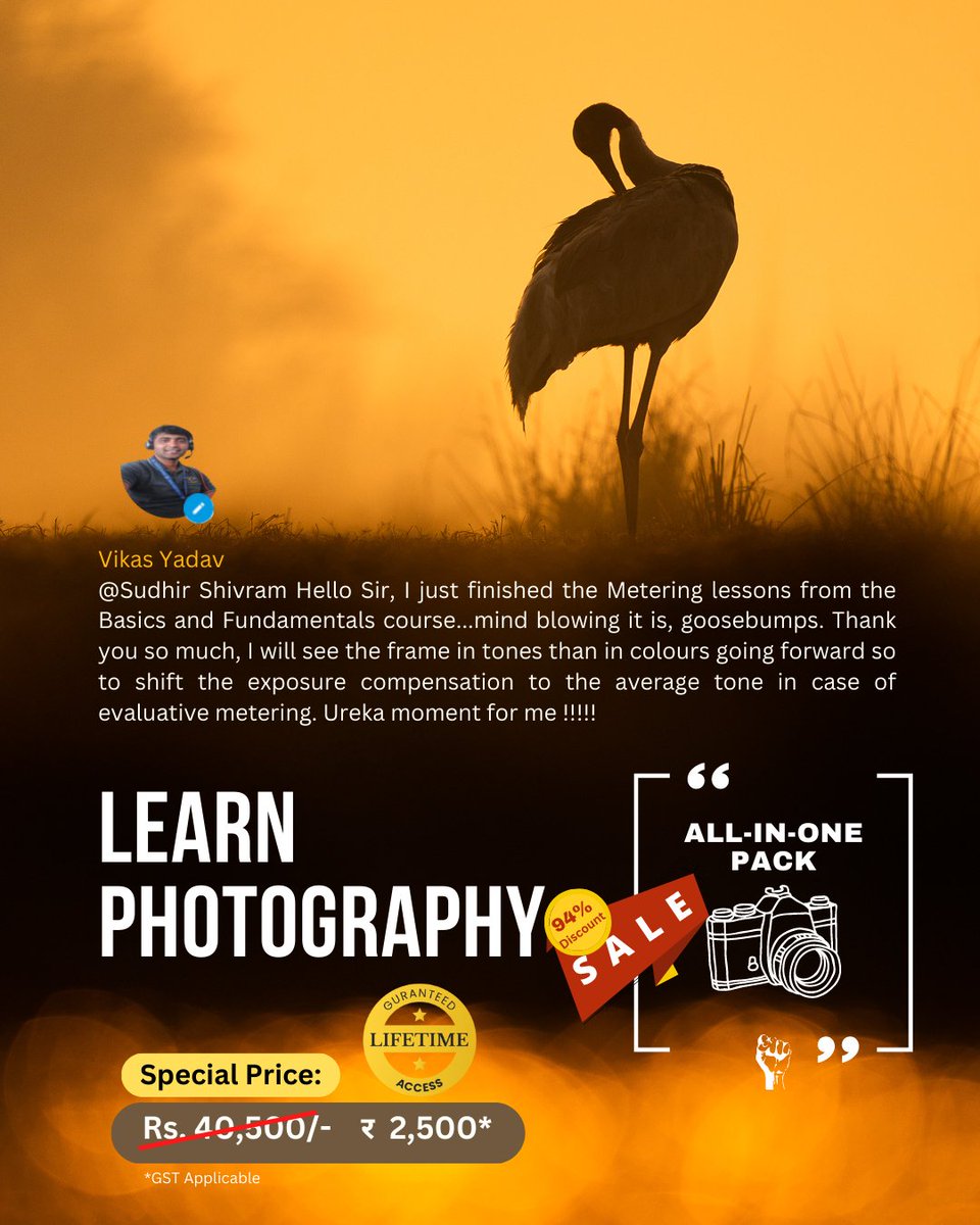 Explore our new community based photography learning platform:
learn.sudhirshivaramphotography.com
Subscribe to our All-In-One Pack! 
Get started with your photography learning and let me help you become a batter photographer.